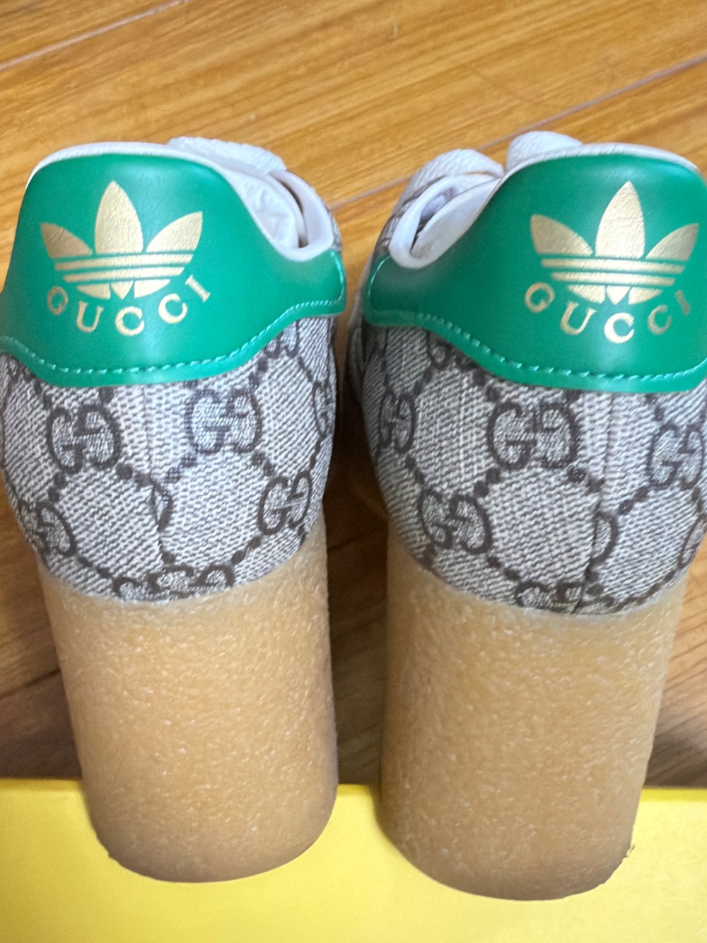 Gucci Beige GG Monogram Sneakers with White, Green & Red Accents - Picture 5 of 8